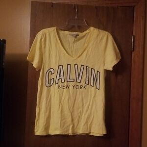 Calvin Klein Jeans Yellow V-Neck Tee